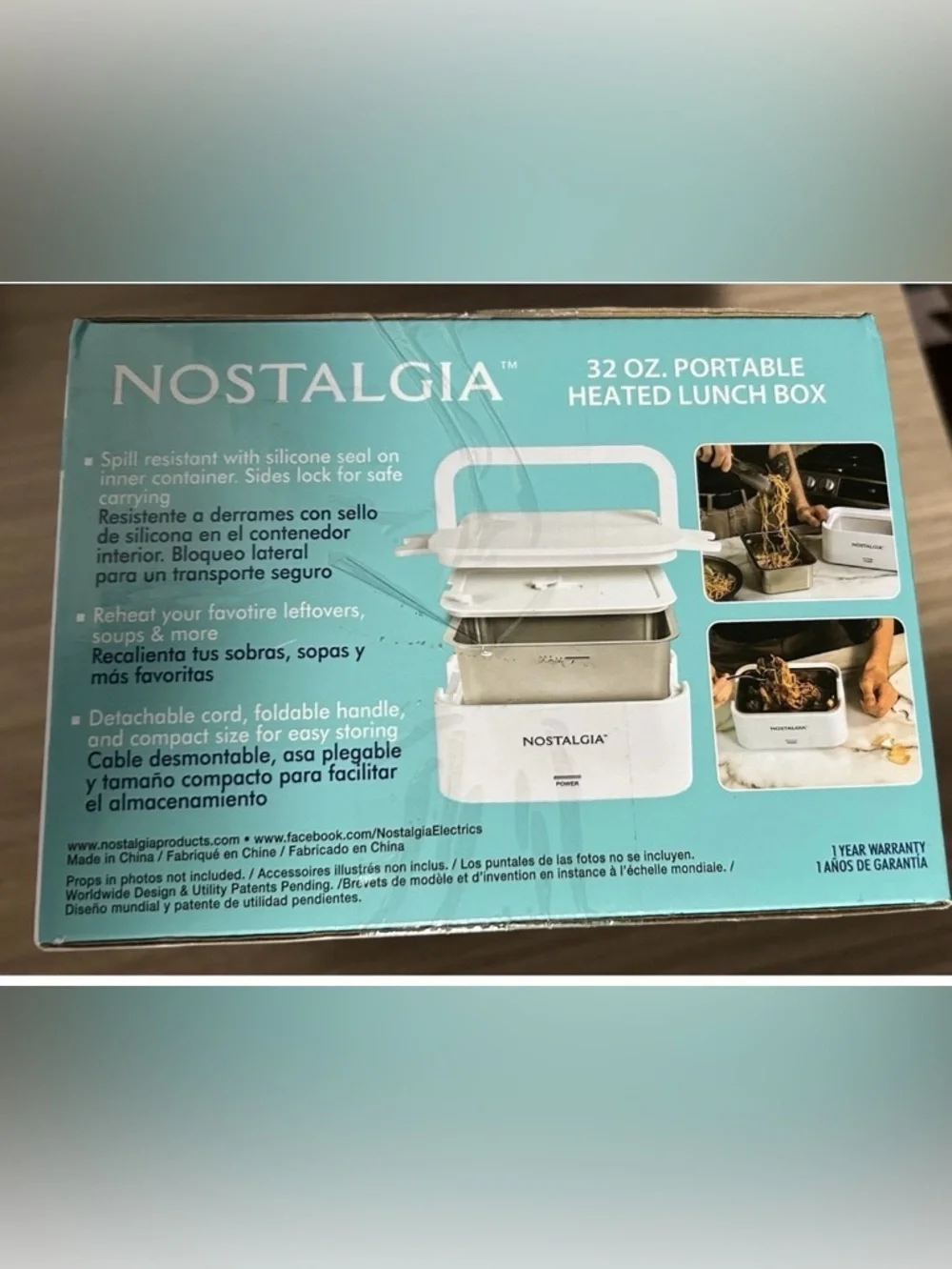 Nostalgia Portable Heated Lunch Box 32oz Electric Food Warmer NEW